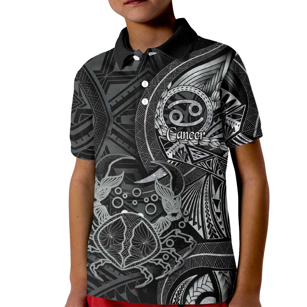 Personalised Polynesia Zodiac Cancer Kid Polo Shirt Galaxy Polynesian Pattern Chest Tattoo Style