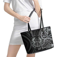 Personalised Polynesia Zodiac Cancer Leather Tote Bag Galaxy Polynesian Pattern Chest Tattoo Style