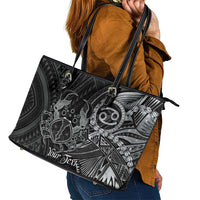 Personalised Polynesia Zodiac Cancer Leather Tote Bag Galaxy Polynesian Pattern Chest Tattoo Style