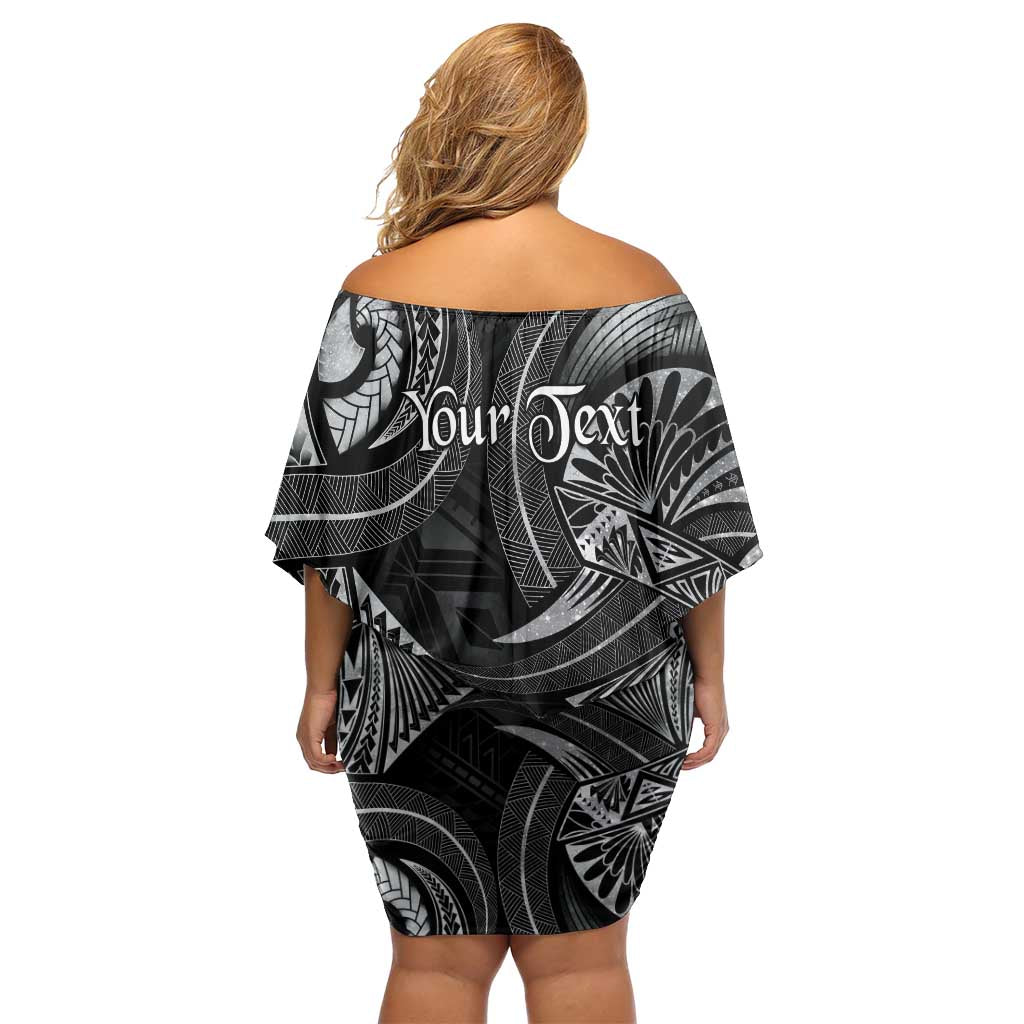 Personalised Polynesia Zodiac Cancer Off Shoulder Short Dress Galaxy Polynesian Pattern Chest Tattoo Style