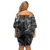 Personalised Polynesia Zodiac Cancer Off Shoulder Short Dress Galaxy Polynesian Pattern Chest Tattoo Style