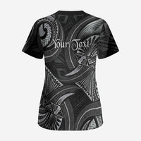 Personalised Polynesia Zodiac Cancer Scrub Top Galaxy Polynesian Pattern Chest Tattoo Style