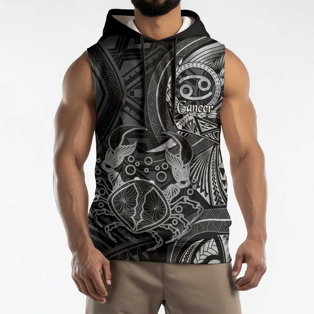 Personalised Polynesia Zodiac Cancer Sleeveless Hoodie Galaxy Polynesian Pattern Chest Tattoo Style