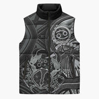 Personalised Polynesia Zodiac Cancer Sleeveless Puffer Jacket Galaxy Polynesian Pattern Chest Tattoo Style