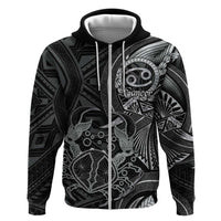 Personalised Polynesia Zodiac Cancer Zip Hoodie Galaxy Polynesian Pattern Chest Tattoo Style