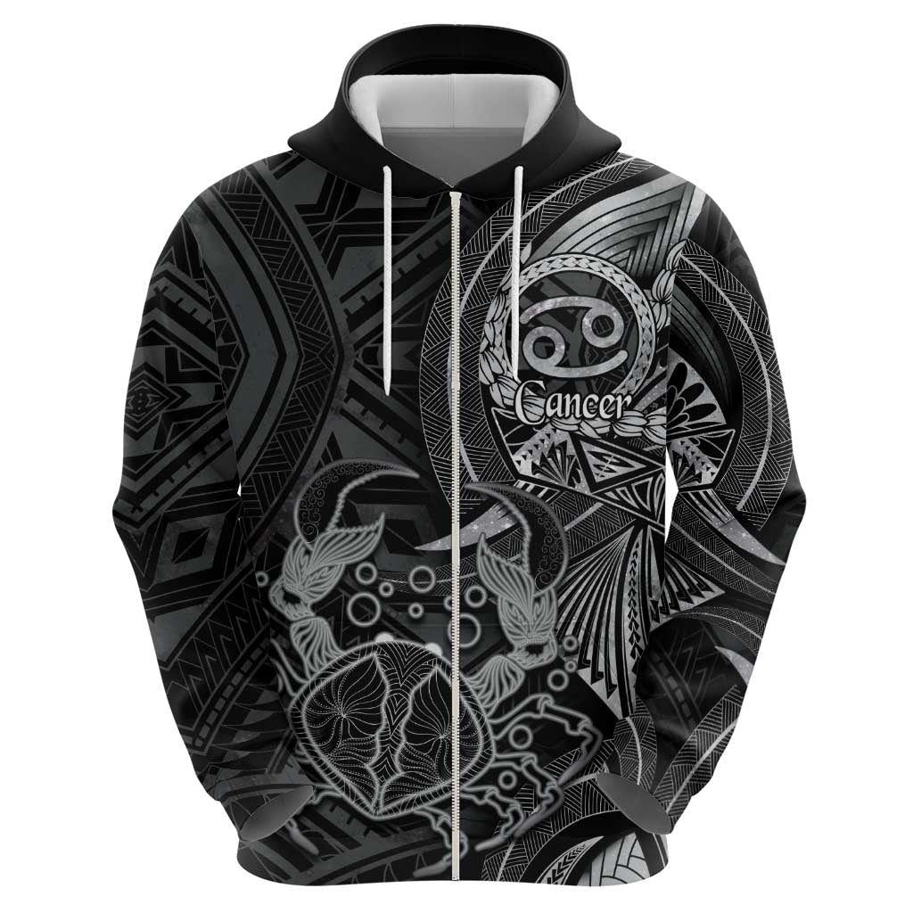 Personalised Polynesia Zodiac Cancer Zip Hoodie Galaxy Polynesian Pattern Chest Tattoo Style