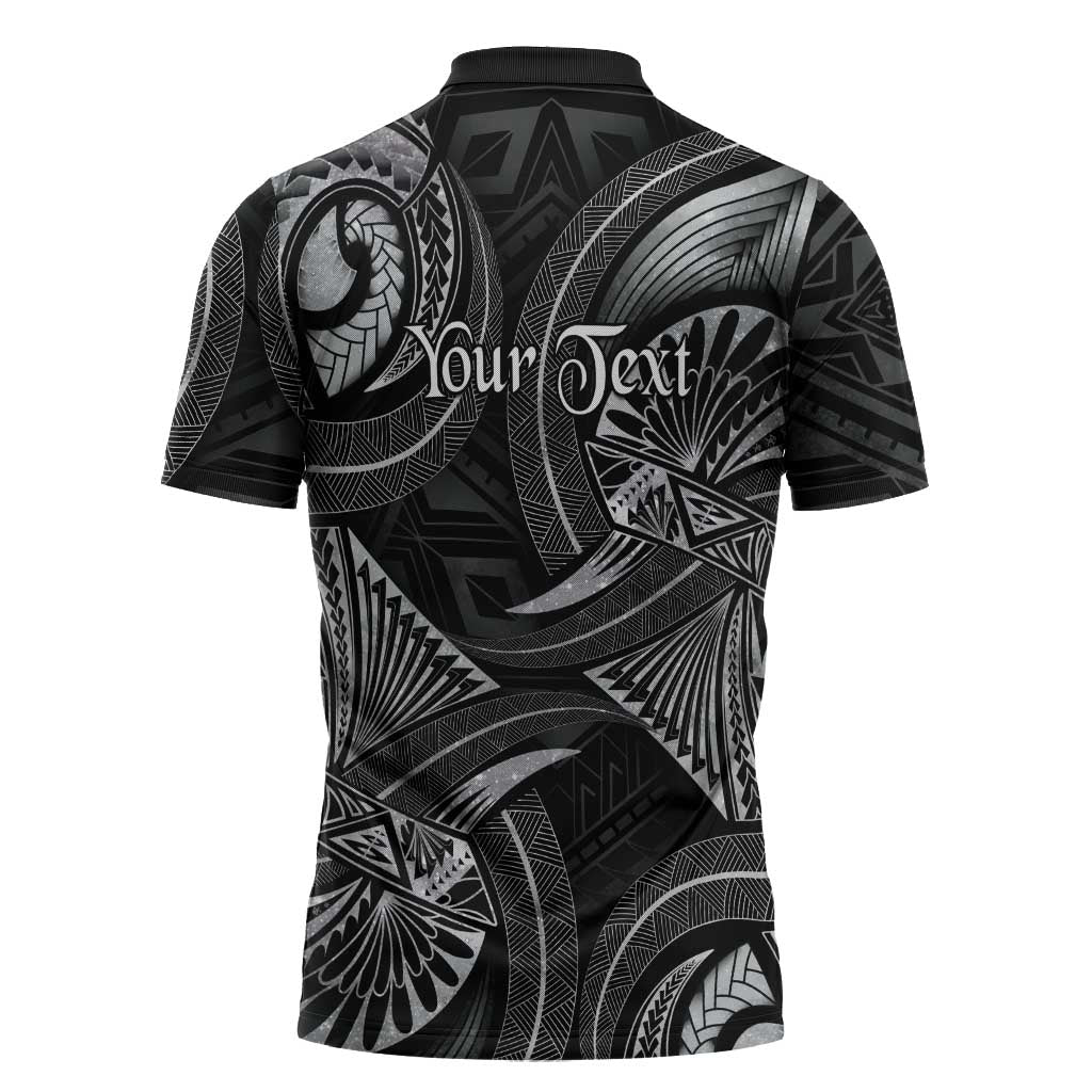 Personalised Polynesia Zodiac Cancer Zipper Polo Shirt Galaxy Polynesian Pattern Chest Tattoo Style