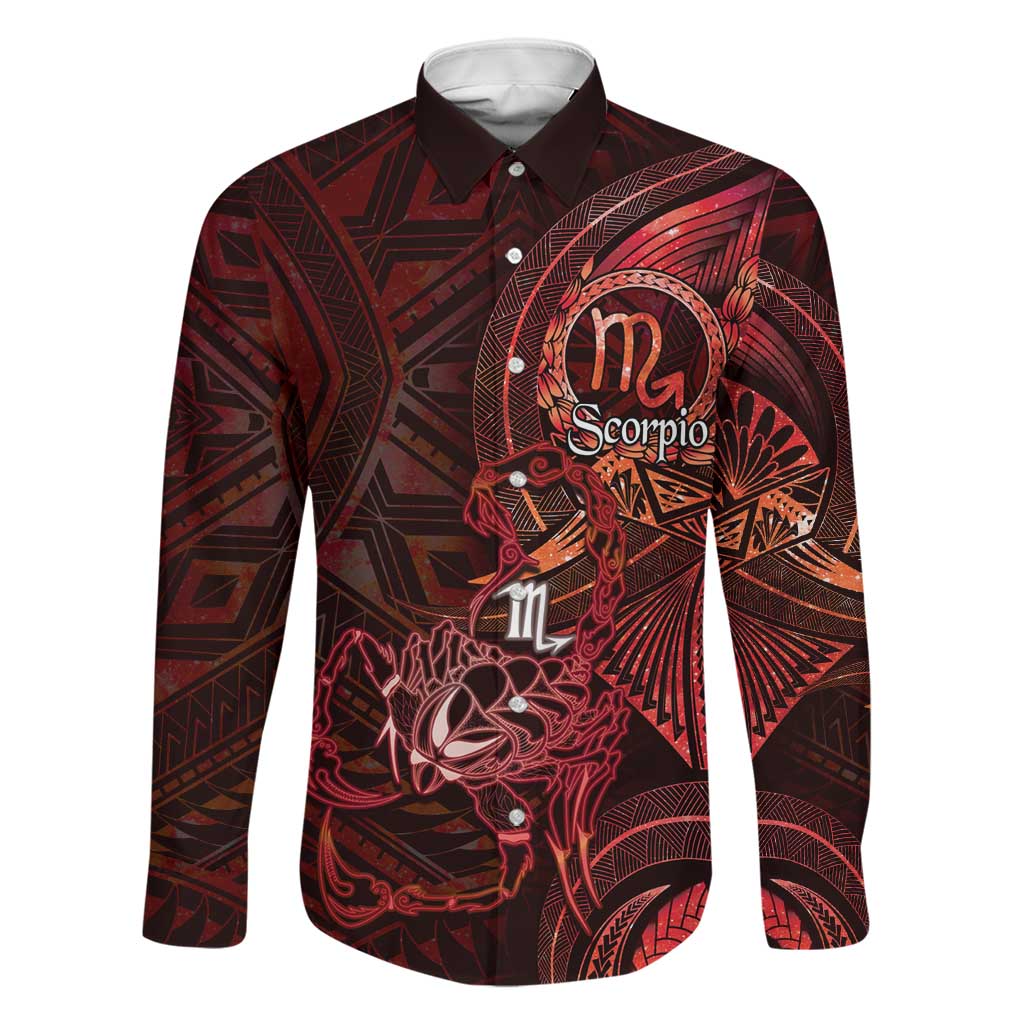 Personalised Polynesia Zodiac Scorpio Family Matching Mermaid Dress and Hawaiian Shirt Galaxy Polynesian Pattern Chest Tattoo Style