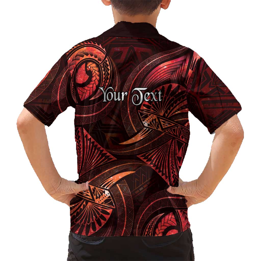 Personalised Polynesia Zodiac Scorpio Family Matching Off The Shoulder Long Sleeve Dress and Hawaiian Shirt Galaxy Polynesian Pattern Chest Tattoo Style