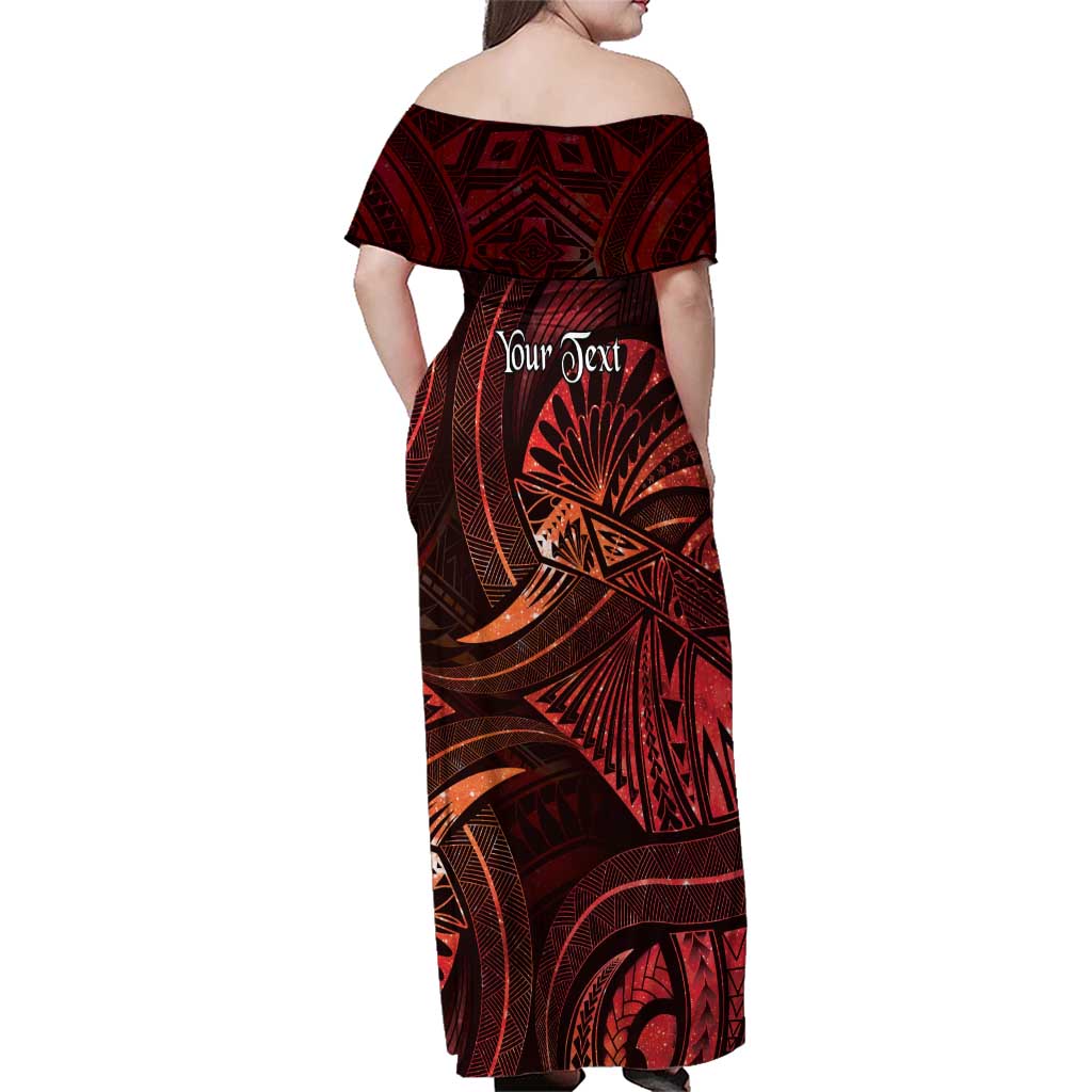Personalised Polynesia Zodiac Scorpio Family Matching Off Shoulder Maxi Dress and Hawaiian Shirt Galaxy Polynesian Pattern Chest Tattoo Style