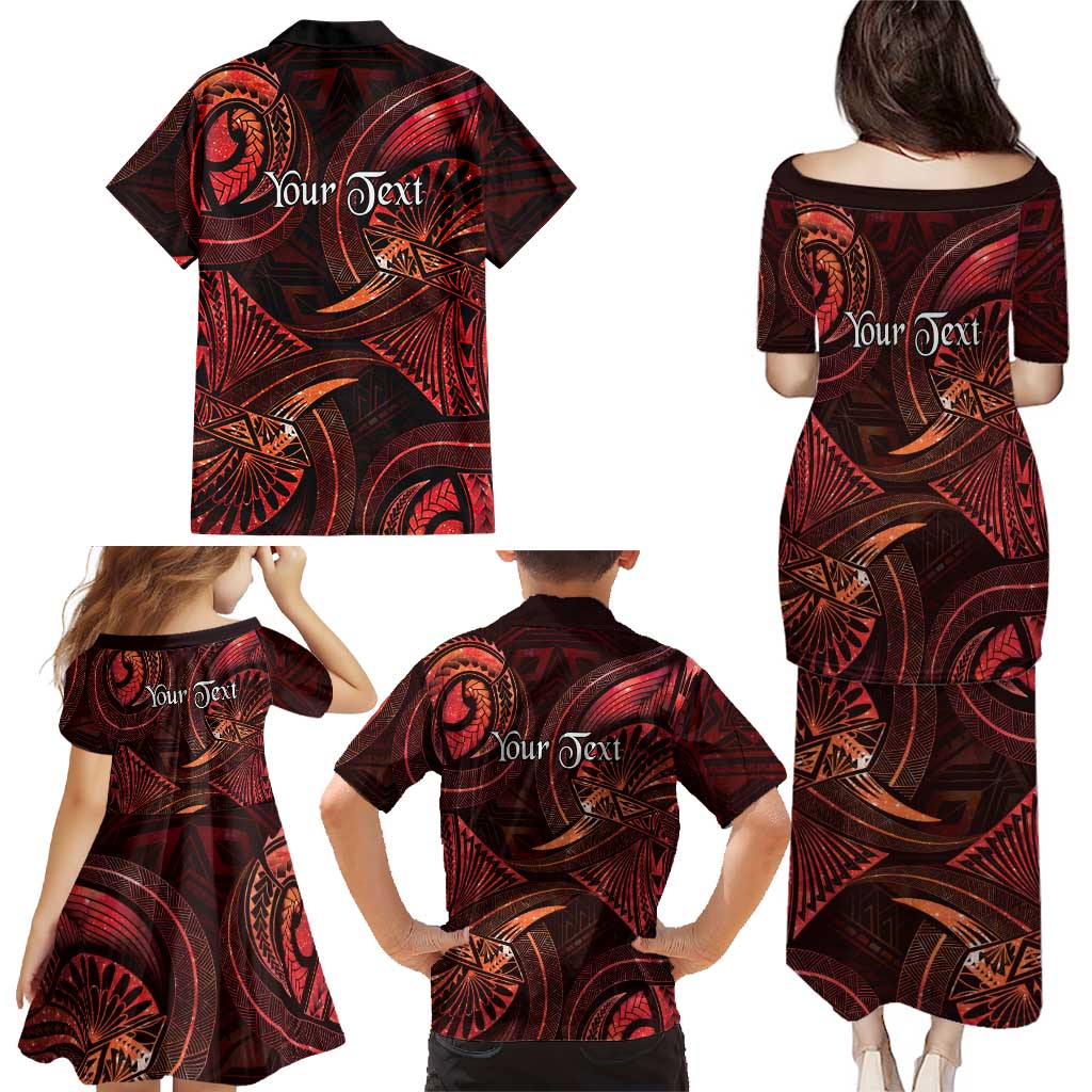Personalised Polynesia Zodiac Scorpio Family Matching Puletasi and Hawaiian Shirt Galaxy Polynesian Pattern Chest Tattoo Style