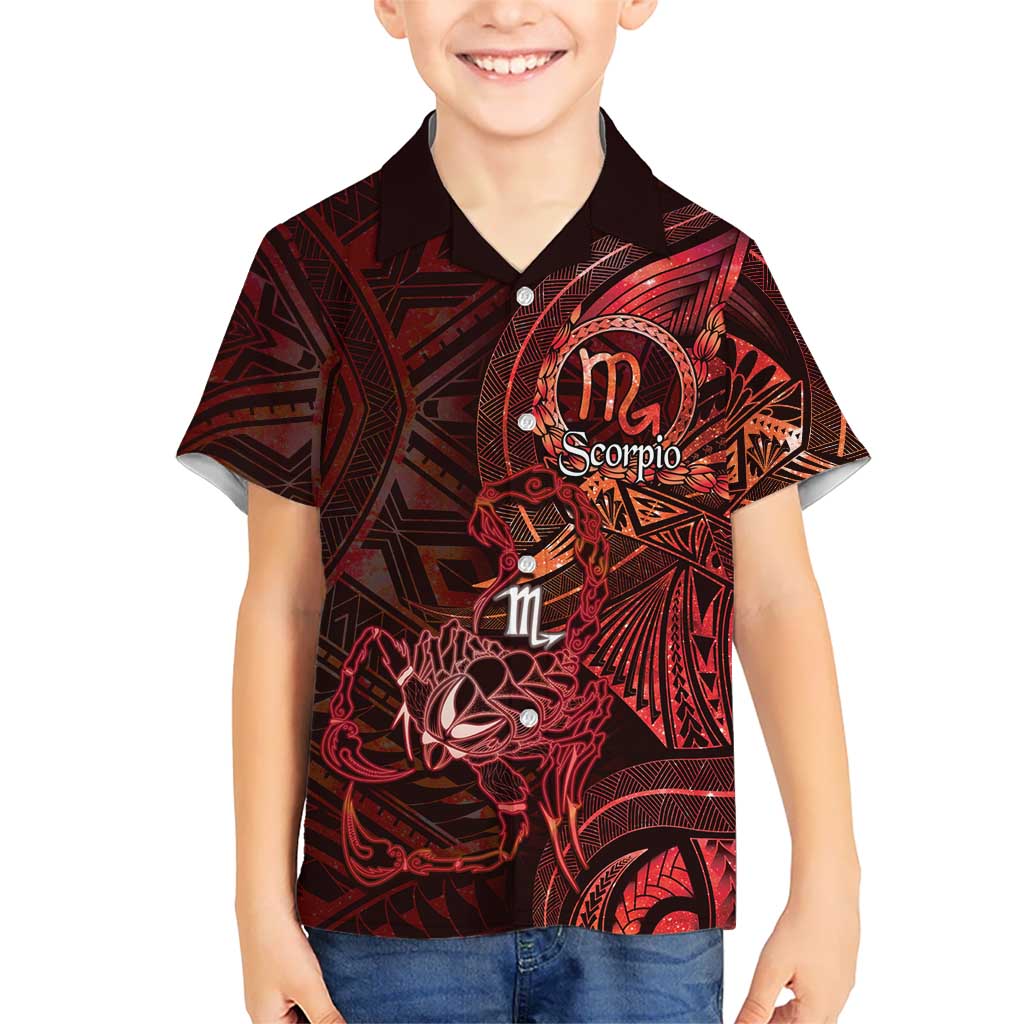 Personalised Polynesia Zodiac Scorpio Family Matching Short Sleeve Bodycon Dress and Hawaiian Shirt Galaxy Polynesian Pattern Chest Tattoo Style