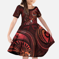 Personalised Polynesia Zodiac Scorpio Family Matching Summer Maxi Dress and Hawaiian Shirt Galaxy Polynesian Pattern Chest Tattoo Style