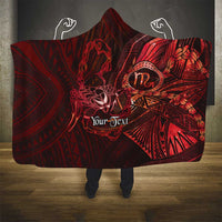 Personalised Polynesia Zodiac Scorpio Hooded Blanket Galaxy Polynesian Pattern Chest Tattoo Style