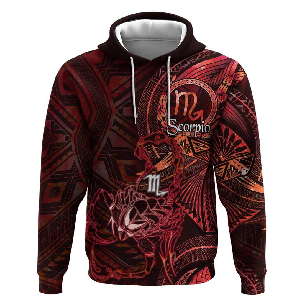 Personalised Polynesia Zodiac Scorpio Hoodie Galaxy Polynesian Pattern Chest Tattoo Style
