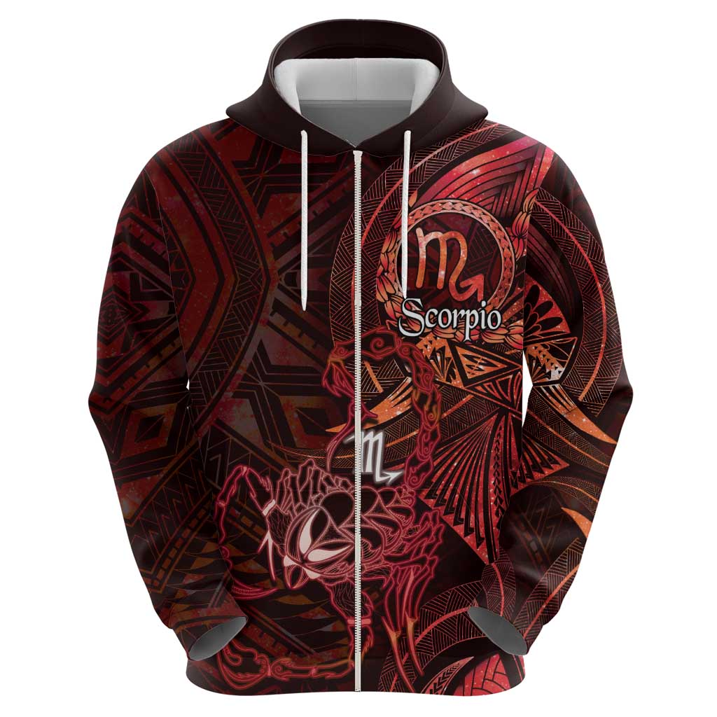 Personalised Polynesia Zodiac Scorpio Hoodie Galaxy Polynesian Pattern Chest Tattoo Style