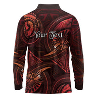 Personalised Polynesia Zodiac Scorpio Long Sleeve Polo Shirt Galaxy Polynesian Pattern Chest Tattoo Style