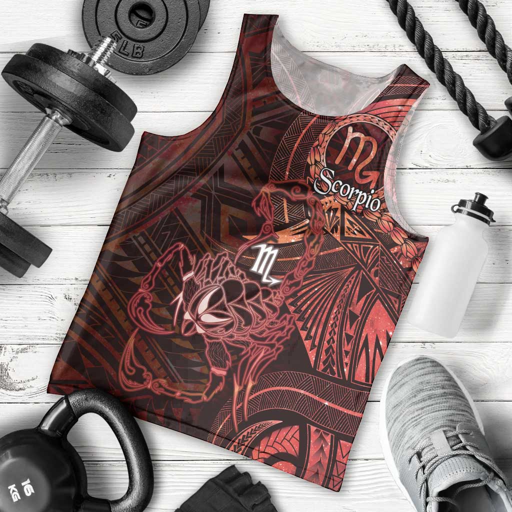 Personalised Polynesia Zodiac Scorpio Men Tank Top Galaxy Polynesian Pattern Chest Tattoo Style