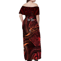Personalised Polynesia Zodiac Scorpio Off Shoulder Maxi Dress Galaxy Polynesian Pattern Chest Tattoo Style
