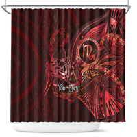 Personalised Polynesia Zodiac Scorpio Shower Curtain Galaxy Polynesian Pattern Chest Tattoo Style