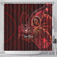 Personalised Polynesia Zodiac Scorpio Shower Curtain Galaxy Polynesian Pattern Chest Tattoo Style
