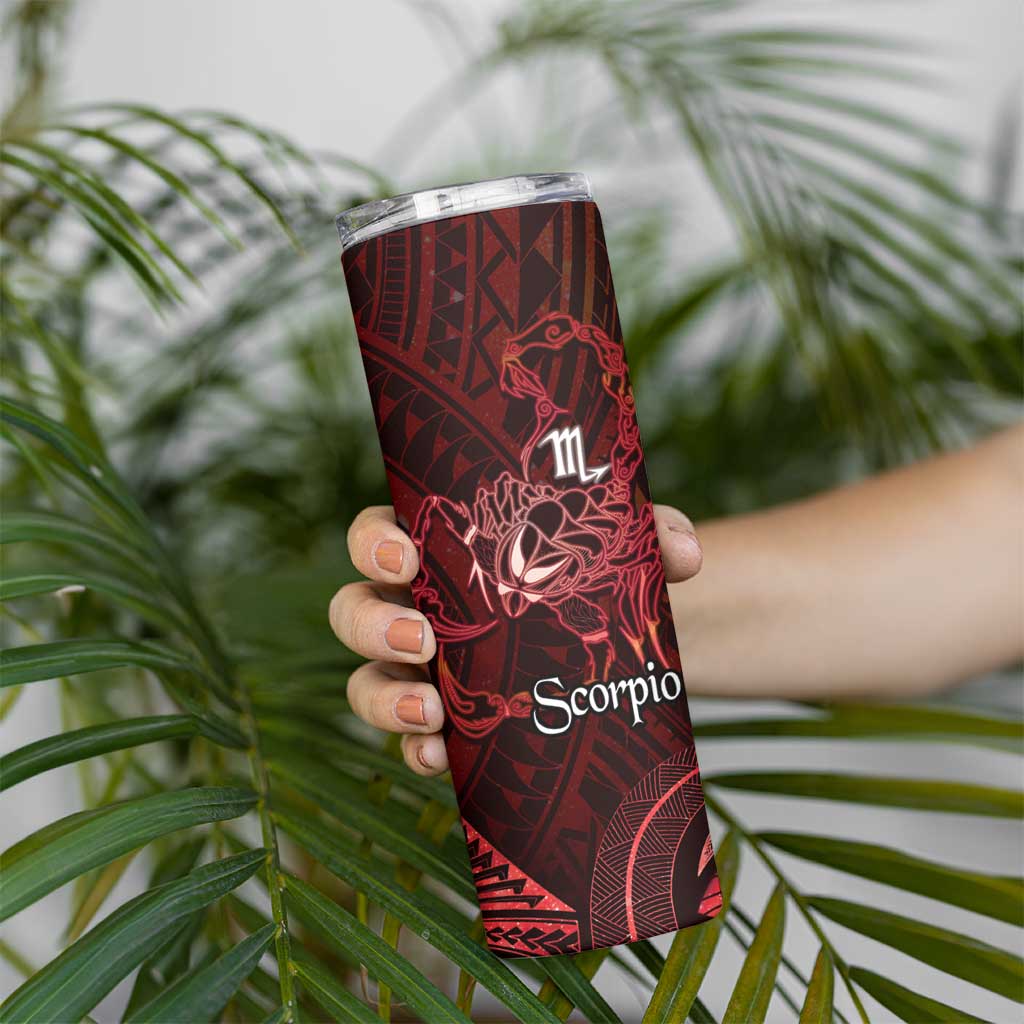 Personalised Polynesia Zodiac Scorpio Skinny Tumbler Galaxy Polynesian Pattern Chest Tattoo Style