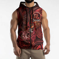 Personalised Polynesia Zodiac Scorpio Sleeveless Zip Hoodie Galaxy Polynesian Pattern Chest Tattoo Style
