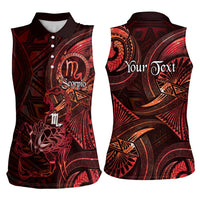 Personalised Polynesia Zodiac Scorpio Women Sleeveless Polo Shirt Galaxy Polynesian Pattern Chest Tattoo Style