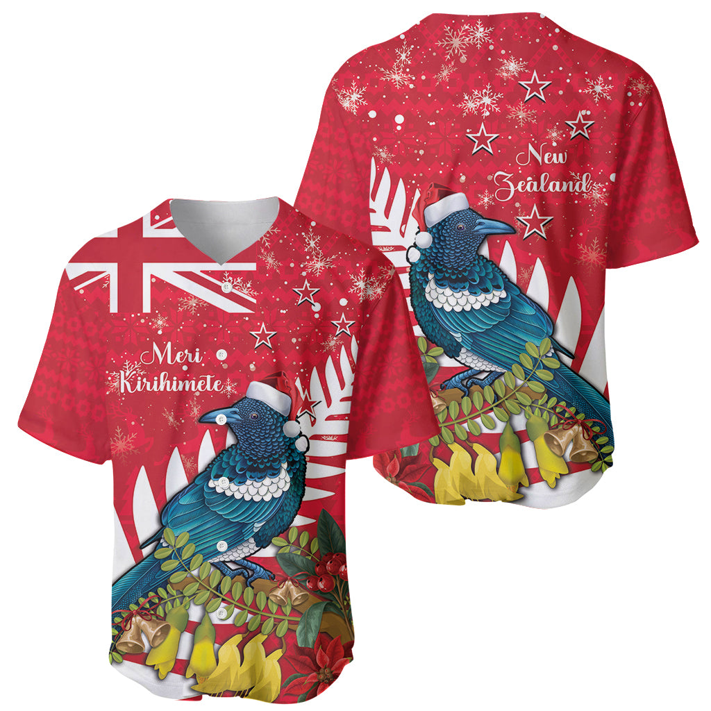 New Zealand Christmas In July Baseball Jersey Tui Bird With Kowhai Meri Kirihimete LT14 - Polynesian Pride