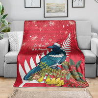 New Zealand Christmas In July Blanket Tui Bird With Kowhai Meri Kirihimete