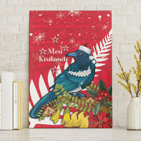 New Zealand Christmas In July Canvas Wall Art Tui Bird With Kowhai Meri Kirihimete LT14 Without Frame Red - Polynesian Pride