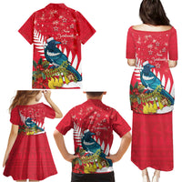 New Zealand Christmas In July Family Matching Puletasi and Hawaiian Shirt Tui Bird With Kowhai Meri Kirihimete LT14 - Polynesian Pride