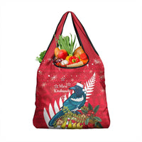New Zealand Christmas In July Grocery Bag Tui Bird With Kowhai Meri Kirihimete LT14 1-pack One Size Red - Polynesian Pride