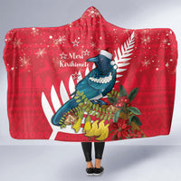 New Zealand Christmas In July Hooded Blanket Tui Bird With Kowhai Meri Kirihimete LT14 - Polynesian Pride