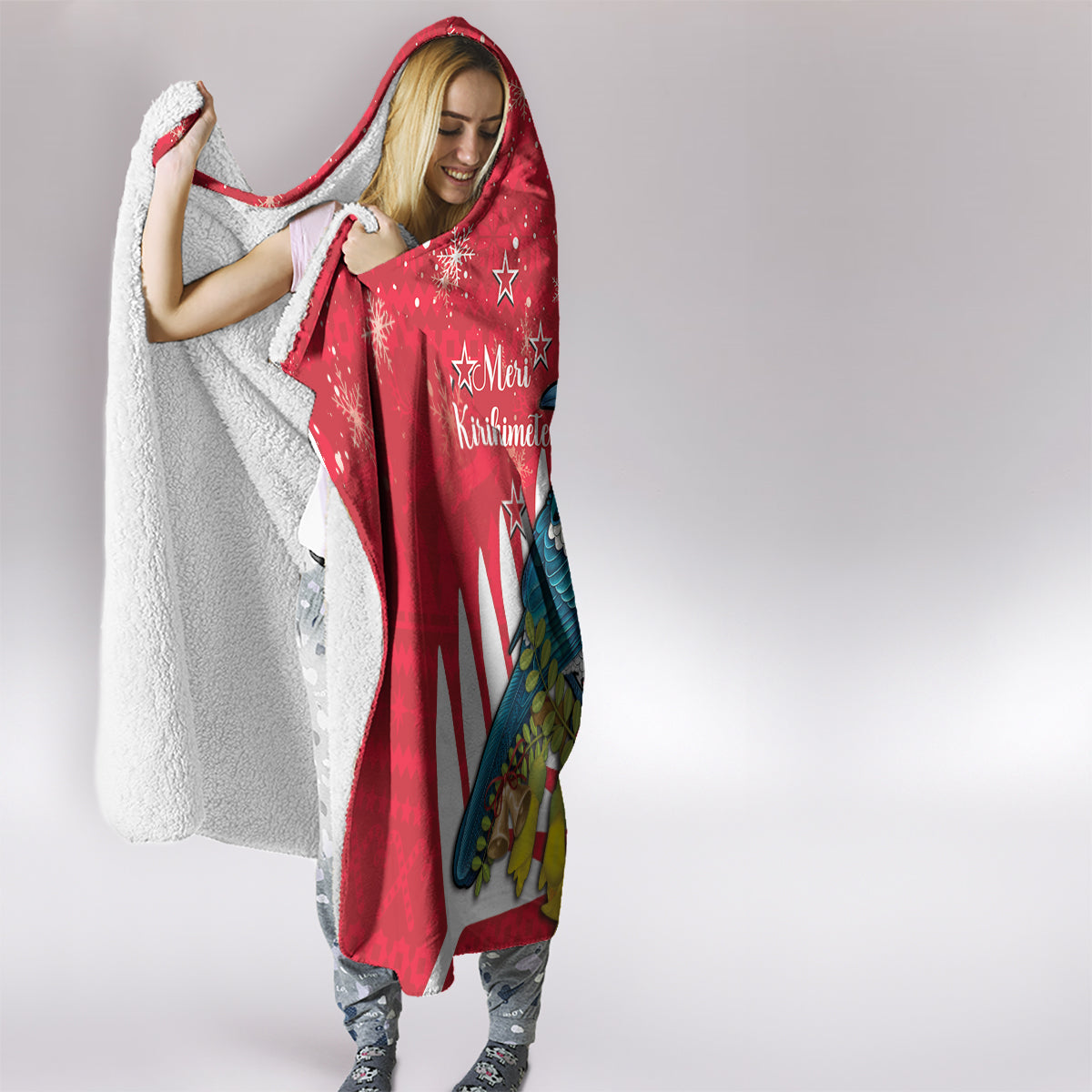 New Zealand Christmas In July Hooded Blanket Tui Bird With Kowhai Meri Kirihimete LT14 - Polynesian Pride