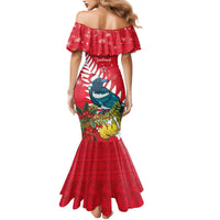 New Zealand Christmas In July Mermaid Dress Tui Bird With Kowhai Meri Kirihimete LT14 - Polynesian Pride