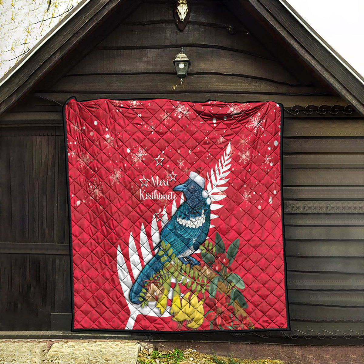 New Zealand Christmas In July Quilt Tui Bird With Kowhai Meri Kirihimete LT14 - Polynesian Pride