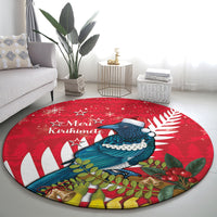 New Zealand Christmas In July Round Carpet Tui Bird With Kowhai Meri Kirihimete LT14 - Polynesian Pride