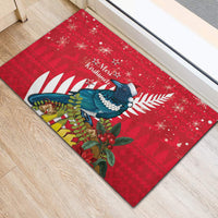 New Zealand Christmas In July Rubber Doormat Tui Bird With Kowhai Meri Kirihimete LT14 - Polynesian Pride