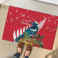 New Zealand Christmas In July Rubber Doormat Tui Bird With Kowhai Meri Kirihimete LT14 - Polynesian Pride