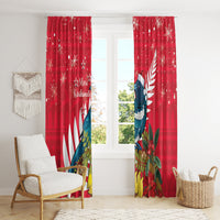 New Zealand Christmas In July Window Curtain Tui Bird With Kowhai Meri Kirihimete LT14 - Polynesian Pride