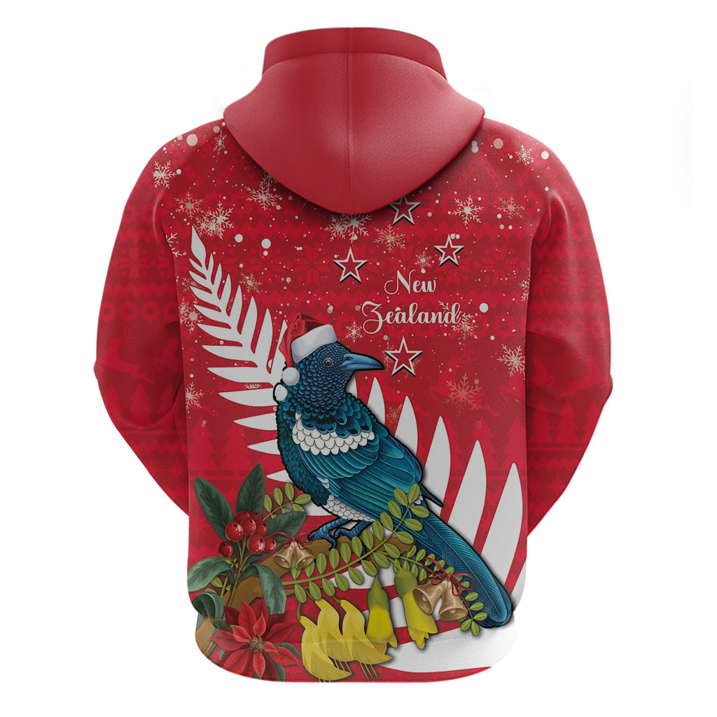 New Zealand Christmas In July Zip Hoodie Tui Bird With Kowhai Meri Kirihimete LT14 - Polynesian Pride
