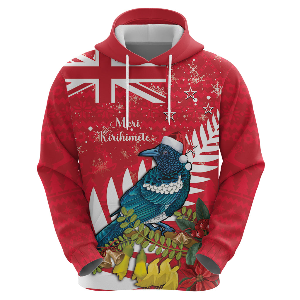 New Zealand Christmas In July Zip Hoodie Tui Bird With Kowhai Meri Kirihimete LT14 - Polynesian Pride