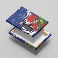 New Zealand Christmas In July Canvas Wall Art Fiordland Penguin With Pohutukawa Flower LT14 - Polynesian Pride