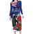 New Zealand Christmas In July Family Matching Long Sleeve Bodycon Dress and Hawaiian Shirt Fiordland Penguin With Pohutukawa Flower