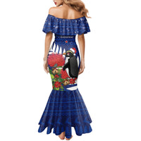 New Zealand Christmas In July Family Matching Mermaid Dress and Hawaiian Shirt Fiordland Penguin With Pohutukawa Flower LT14 - Polynesian Pride