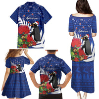 New Zealand Christmas In July Family Matching Puletasi and Hawaiian Shirt Fiordland Penguin With Pohutukawa Flower LT14 - Polynesian Pride
