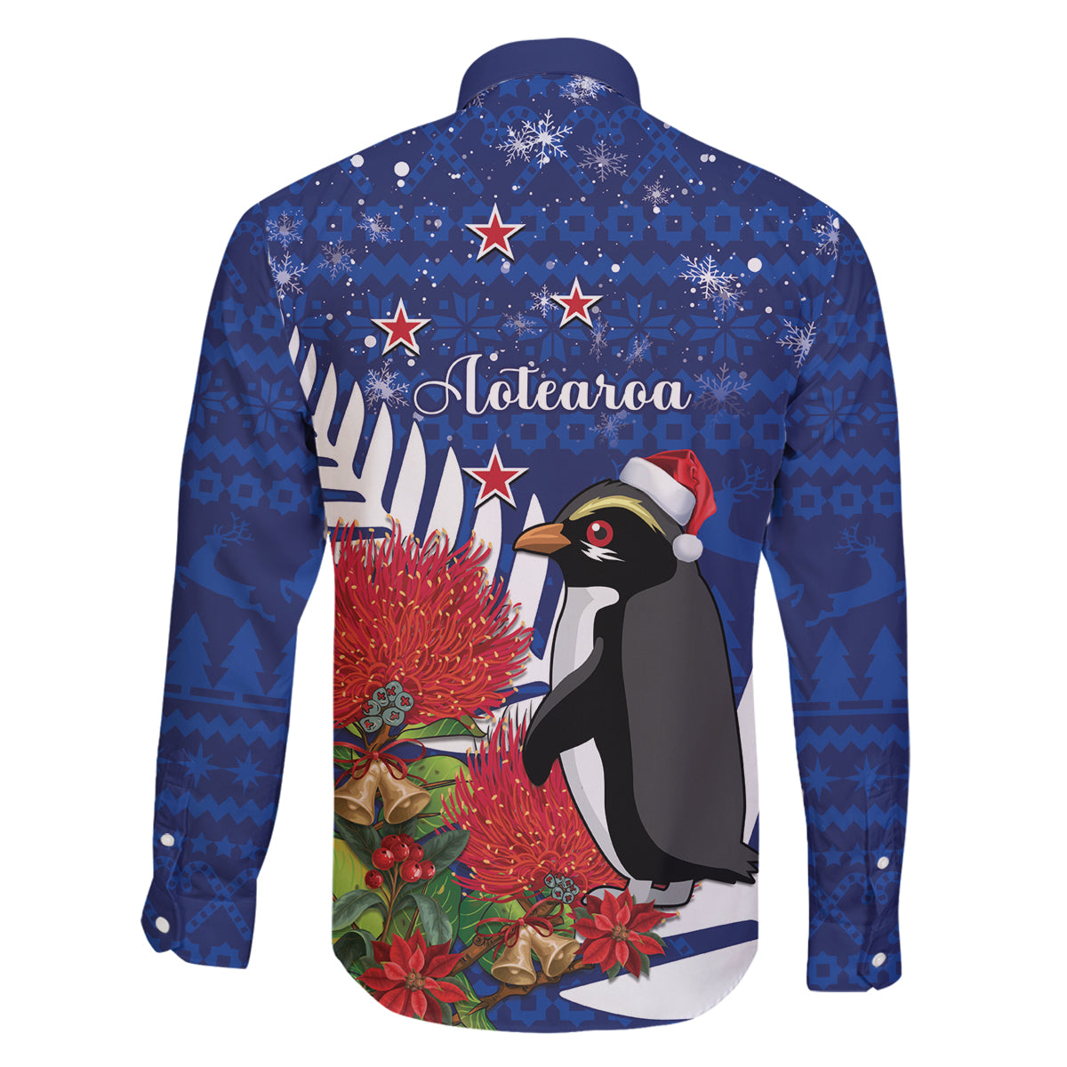 New Zealand Christmas In July Family Matching Puletasi and Hawaiian Shirt Fiordland Penguin With Pohutukawa Flower LT14 - Polynesian Pride