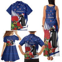New Zealand Christmas In July Family Matching Tank Maxi Dress and Hawaiian Shirt Fiordland Penguin With Pohutukawa Flower LT14 - Polynesian Pride
