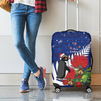 New Zealand Christmas In July Luggage Cover Fiordland Penguin With Pohutukawa Flower LT14 - Polynesian Pride